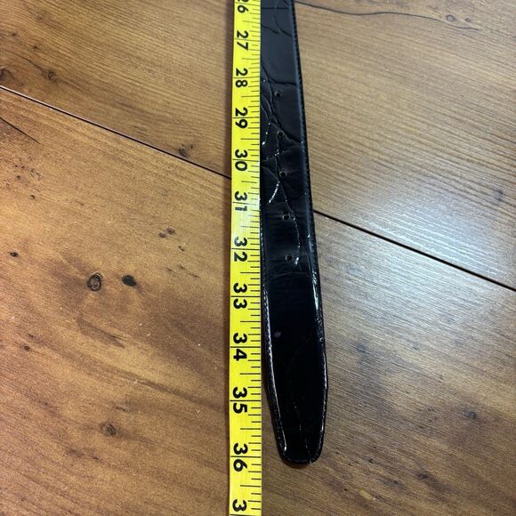 Vintage Liz Claiborne Black Textured Patent Leather Size Medium Belt READ - Picture 8 of 8